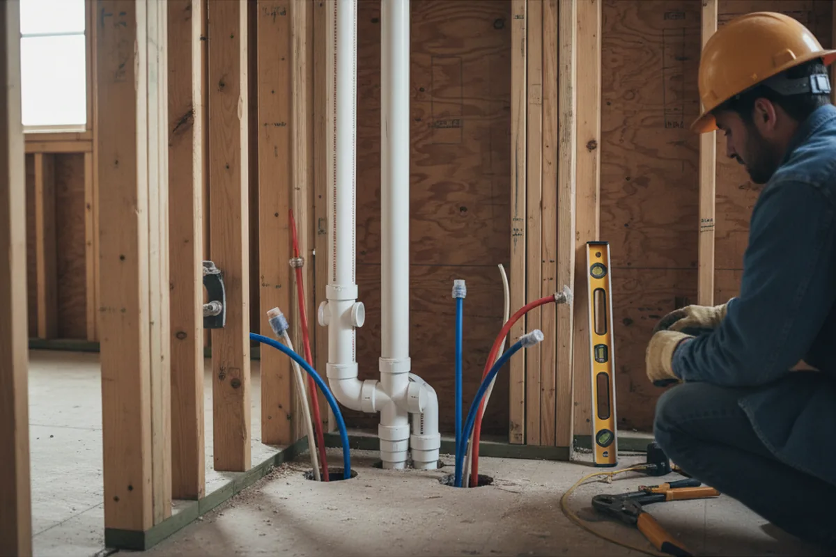 Drain and supply rough-in during Leak Detection in Wellpinit