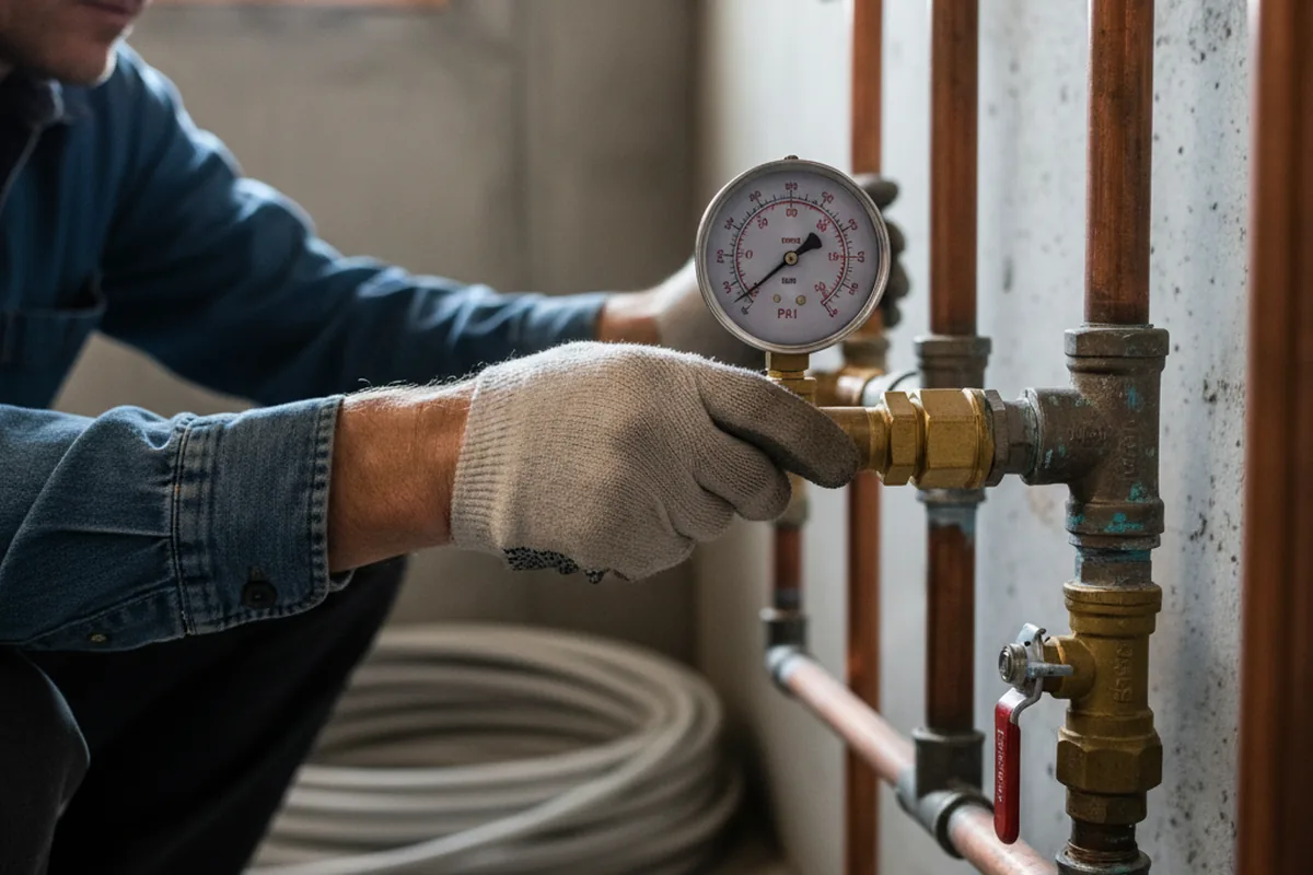 Pressure testing a repaired line during Water Line Repair in Wellpinit